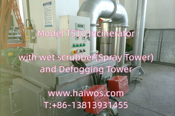 Model TS10 Incinerator with wet scrubber (Spray Tower) and Defogging Tower