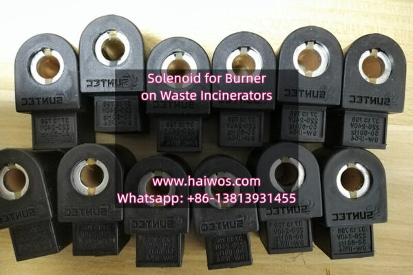 Solenoid on burner for waste incinerator