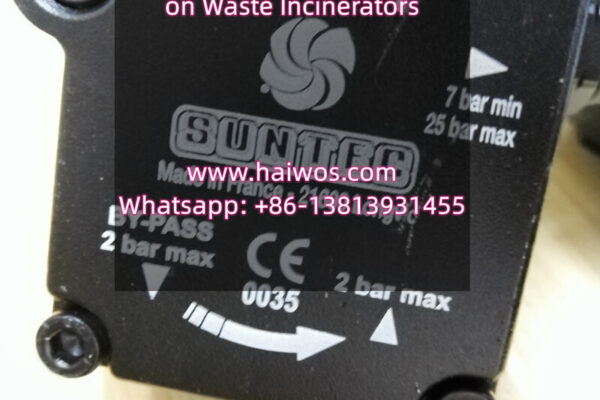 Burner fuel oil pump for waste incinerators