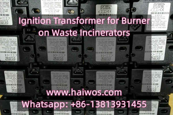 Ignition transformer on burner for waste incinerators