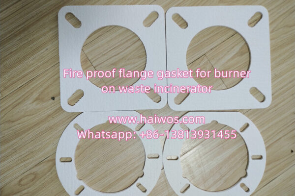 Fire proof flange gasket for burner on waste incinerator